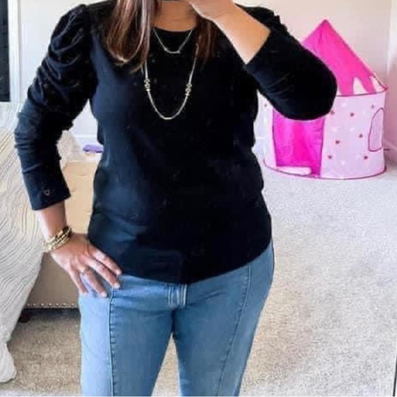 🆕 Stella & Dot Size 1X Black Long sleeve top with shoulder ruching, NWT - Picture 14 of 14